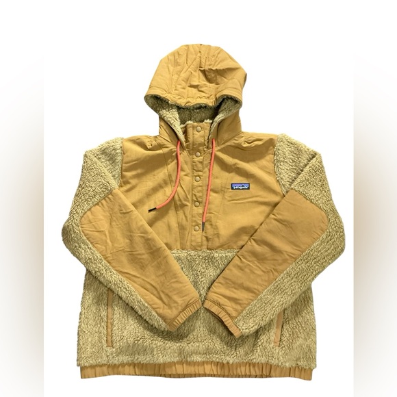 Patagonia Women’s Tan Shelled Retro-X Sherpa Fleece Hooded Pullover Jacket L - Picture 2 of 9